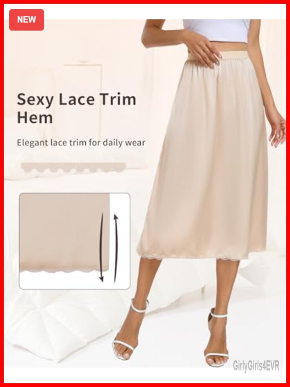Womens Satin Half Slip for Under Dress Long Underskirt Soft Layering Slips Size - Picture 2 of 6